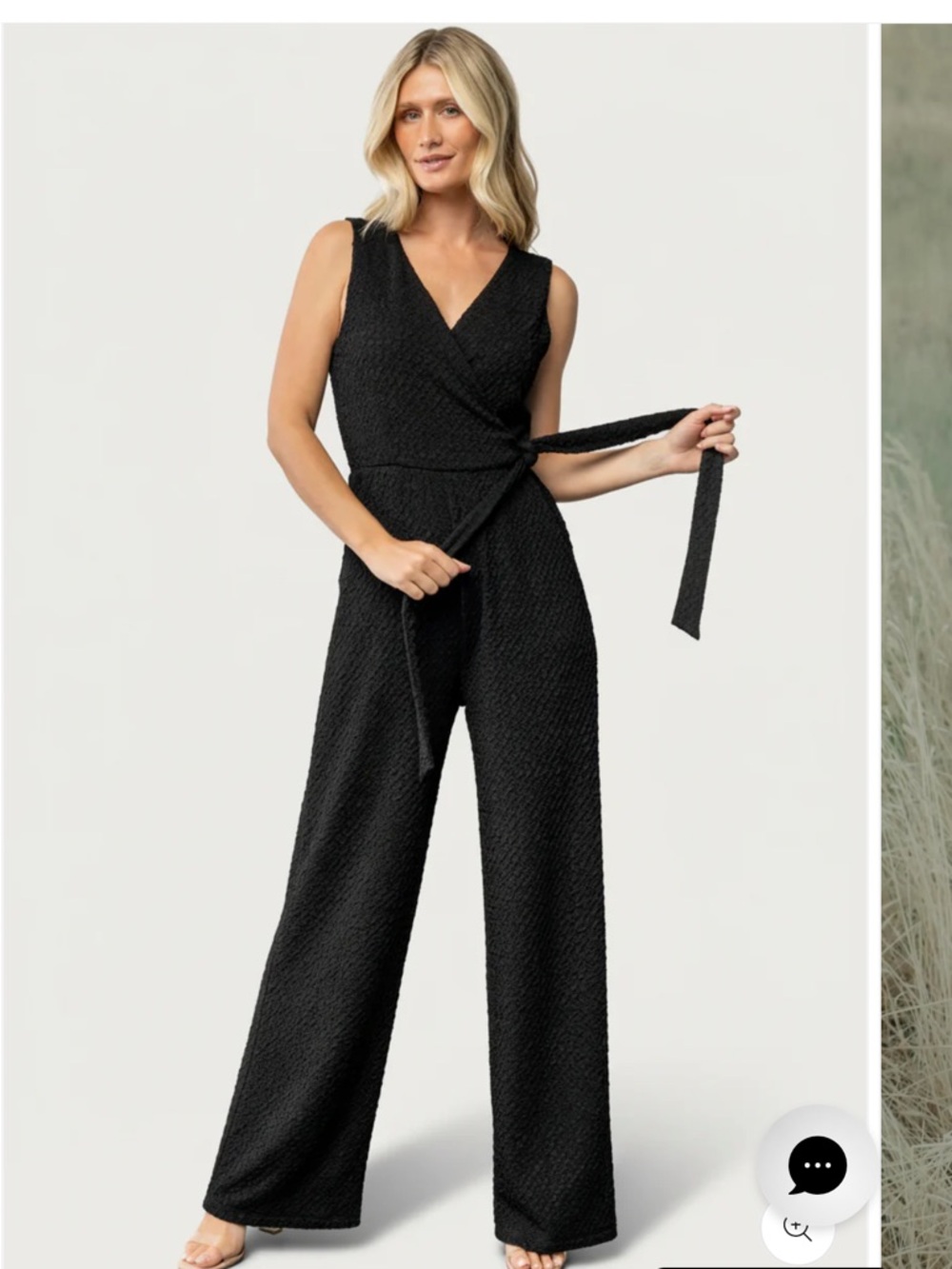 Baltic Born Black Sleeveless Wrap Jumpsuit with Tie Waist